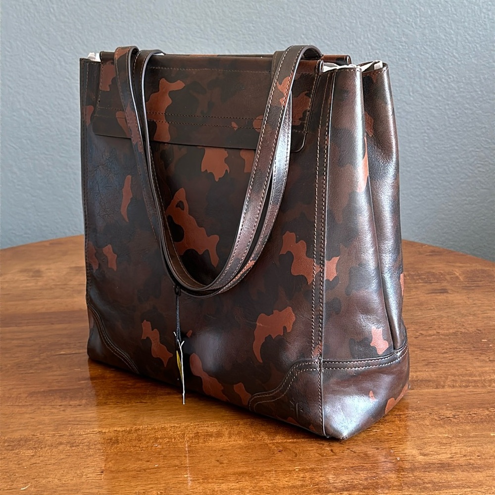 Frye Charlie Brown Camo Leather Simple Tote Shoulder Handbag